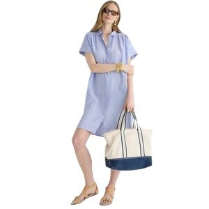 J. Crew Baird McNutt 100% Irish Linen Chambray Blue Shirt Dress Women's Sz XS
